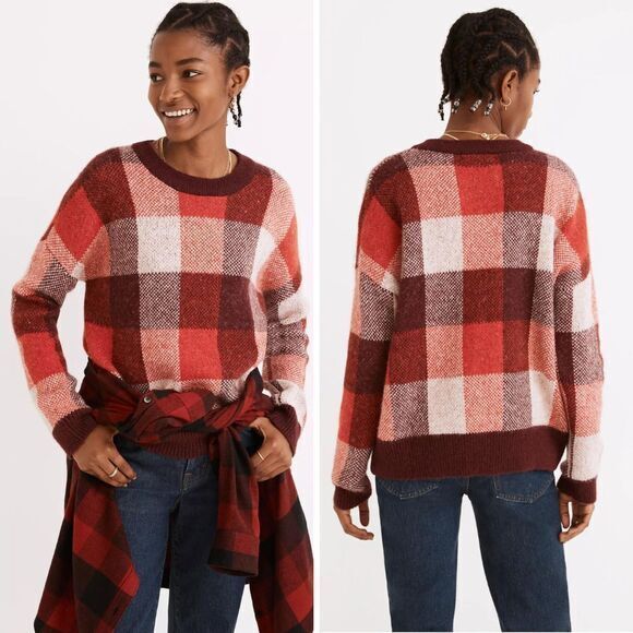NEW Madewell Fenimore Pullover Sweater in Plaid, XS - Picture 1 of 15